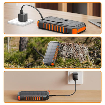 Solar Charger Power Bank, 27000Mah Wireless Portable Charger with Built in Cables, 22.5W Fast Charging Battery Pack, USB C PD 3.0 QC 4.0 Portable Power Bank for Iphone Samsung Etc.