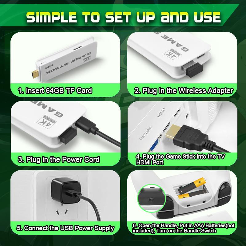 Mass Games Retro Game Console with 20000+ Built-In Games 19 Emulators 2 Wireless Controllers 4K Output & 64GB SD Card Perfect for Kids & Adults - Portable Gaming System,Tiktokshopblackfriday