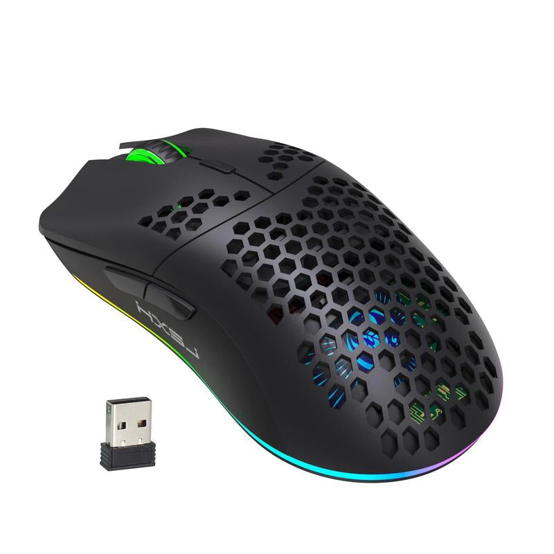 Fall HXSJ New RGB Wireless 2.4G Gaming Mouse, Rechargeable RGB Light Optical Mouse, Plug and Play Ergonomic Mouse for Desktop Notebook PC Home Office, Tech Gadgets, Gaming Mouse