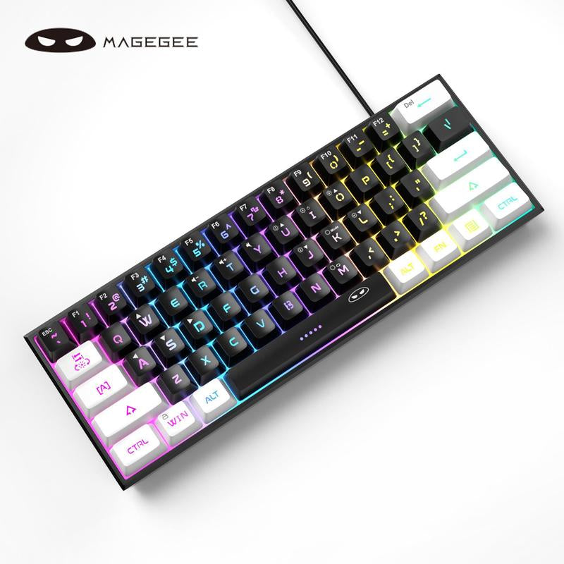Magegee TS91 Mini 60% Gaming Keyboard, RGB Backlit 61 Key Ultra-Compact Membrane Keyboard, TS91 Ergonomic Waterproof Office Computer Keyboard for PC, MAC, PS4, Xbox ONE Gamer(Black)