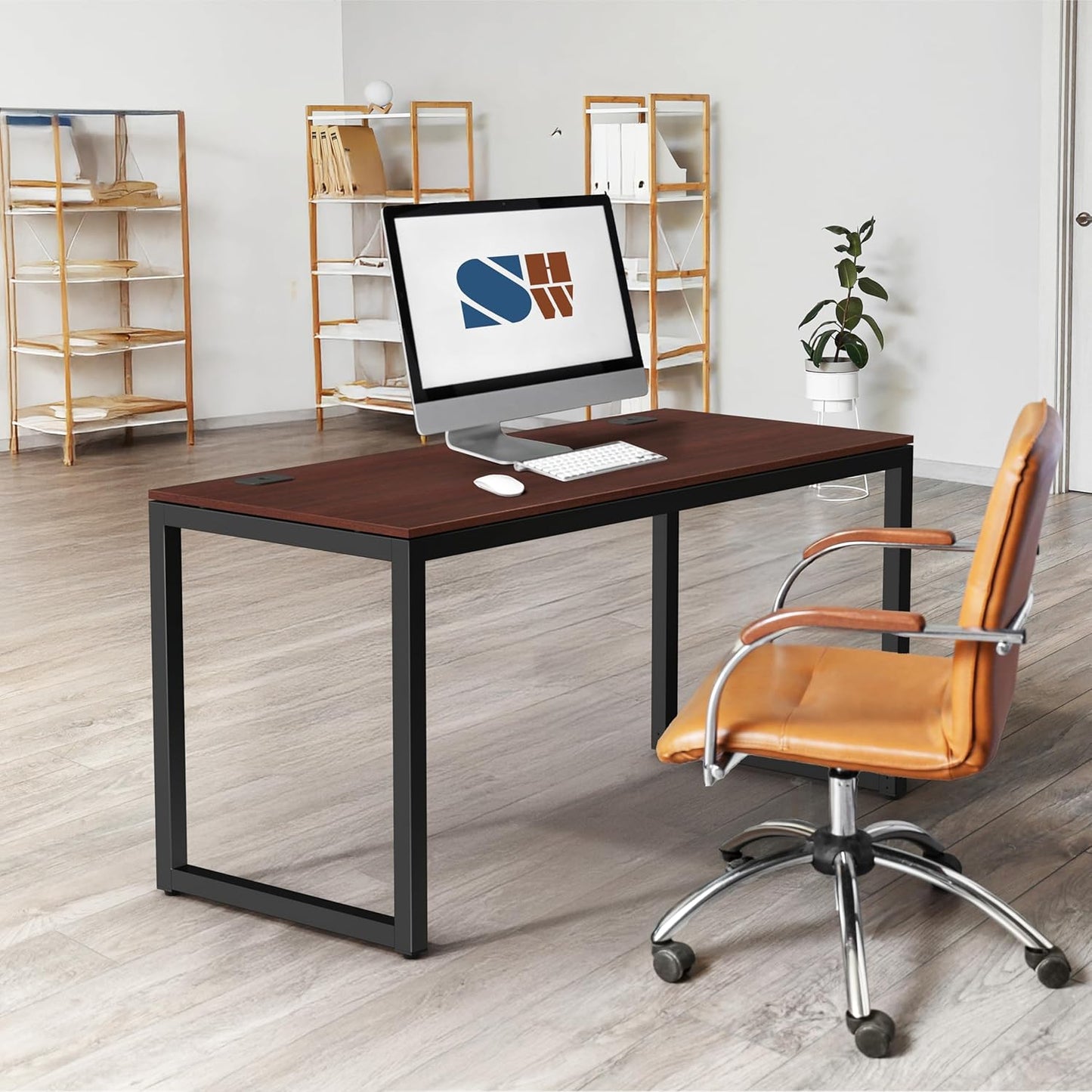55-Inch Commercial-Grade Office Computer Desk, Cherry