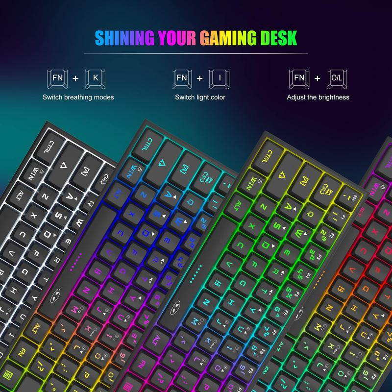 Magegee TS91 Mini 60% Gaming Keyboard, RGB Backlit 61 Key Ultra-Compact Membrane Keyboard, TS91 Ergonomic Waterproof Office Computer Keyboard for PC, MAC, PS4, Xbox ONE Gamer(Black)