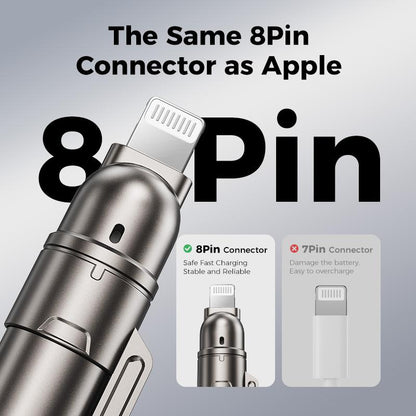 MAGIC JOHN USB Type C Charging Cable, 4 in 1 Function, 65W Fast Charging, Liquid Silicone and Aluminum Alloy Material, Braided Data Cable, Black & Gray