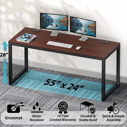 55-Inch Commercial-Grade Office Computer Desk, Cherry