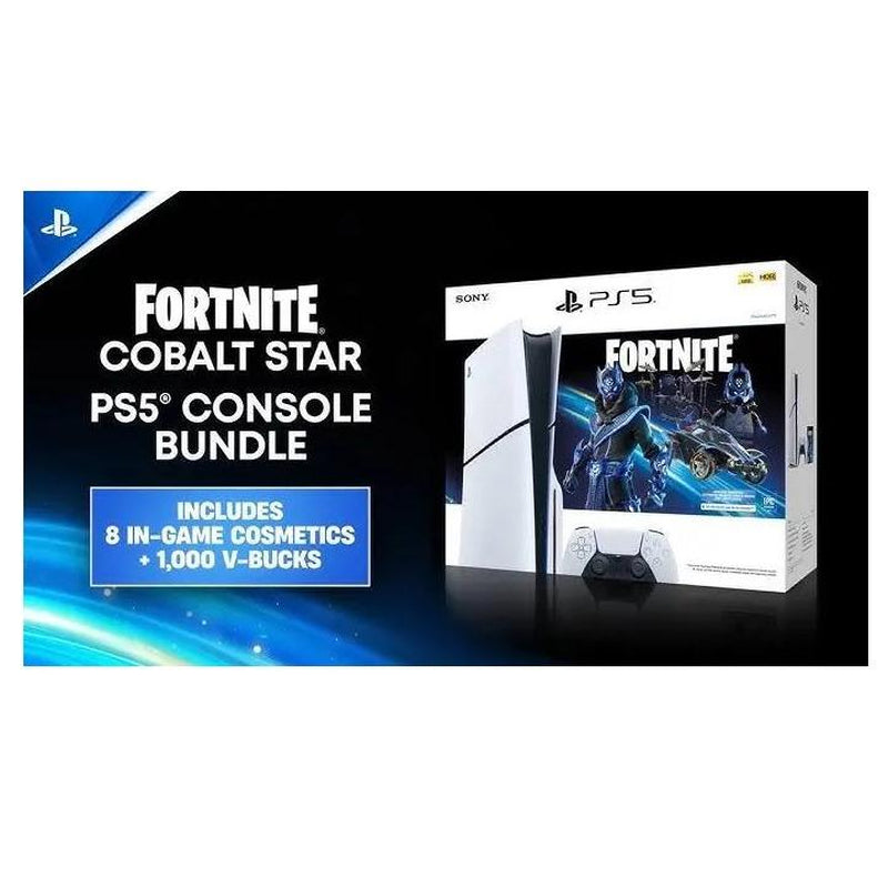 Playstation 5 Slim Console Disc Version - Fortnite Cobalt Star Bundle - White