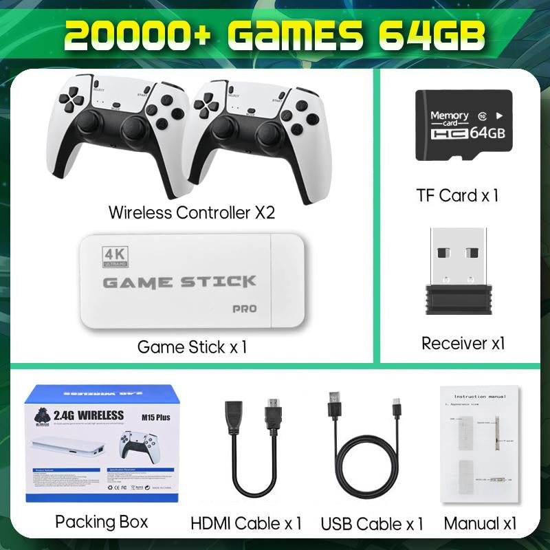 Mass Games Retro Game Console with 20000+ Built-In Games 19 Emulators 2 Wireless Controllers 4K Output & 64GB SD Card Perfect for Kids & Adults - Portable Gaming System,Tiktokshopblackfriday