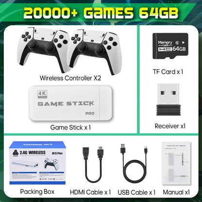 Mass Games Retro Game Console with 20000+ Built-In Games 19 Emulators 2 Wireless Controllers 4K Output & 64GB SD Card Perfect for Kids & Adults - Portable Gaming System,Tiktokshopblackfriday