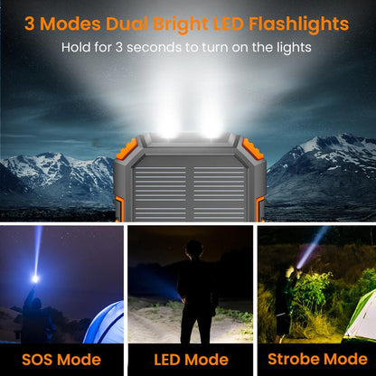 Solar Charger Power Bank, 27000Mah Wireless Portable Charger with Built in Cables, 22.5W Fast Charging Battery Pack, USB C PD 3.0 QC 4.0 Portable Power Bank for Iphone Samsung Etc.