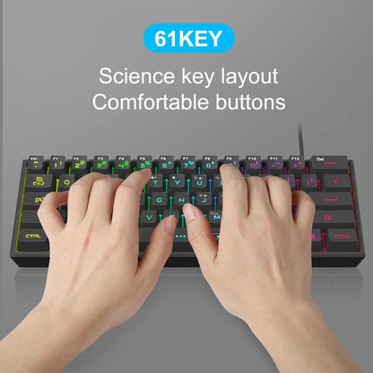 Magegee TS91 Mini 60% Gaming Keyboard, RGB Backlit 61 Key Ultra-Compact Membrane Keyboard, TS91 Ergonomic Waterproof Office Computer Keyboard for PC, MAC, PS4, Xbox ONE Gamer(Black)