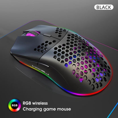 Fall HXSJ New RGB Wireless 2.4G Gaming Mouse, Rechargeable RGB Light Optical Mouse, Plug and Play Ergonomic Mouse for Desktop Notebook PC Home Office, Tech Gadgets, Gaming Mouse