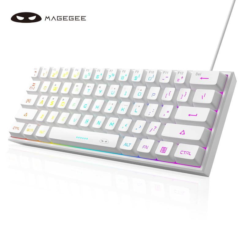 Magegee TS91 Mini 60% Gaming Keyboard, RGB Backlit 61 Key Ultra-Compact Membrane Keyboard, TS91 Ergonomic Waterproof Office Computer Keyboard for PC, MAC, PS4, Xbox ONE Gamer(Black)