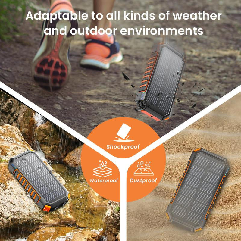 Solar Charger Power Bank, 27000Mah Wireless Portable Charger with Built in Cables, 22.5W Fast Charging Battery Pack, USB C PD 3.0 QC 4.0 Portable Power Bank for Iphone Samsung Etc.