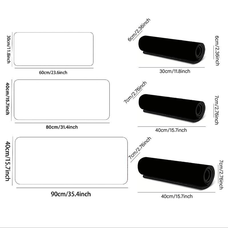 Japanese Katana Pattern Mouse Pad, Rectangle Gaming Mouse Pad, Office Desk Keyboard Mat with Non-Slip Rubber Base Stitched Edge for Home Office Game