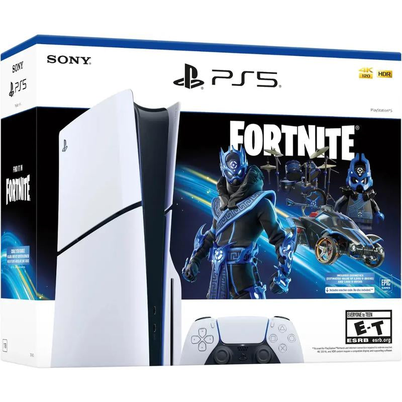 Playstation 5 Slim Console Disc Version - Fortnite Cobalt Star Bundle - White