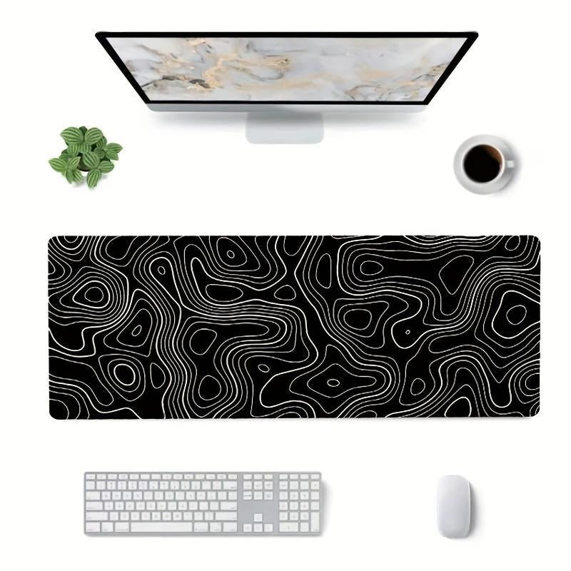 Line Pattern Cozy Gaming Mouse Pad, Large Size Mouse & Keyboard Mat with Stitched Edge, Non-Slip Desk Mat for Home Office, Non Slip Mousepad