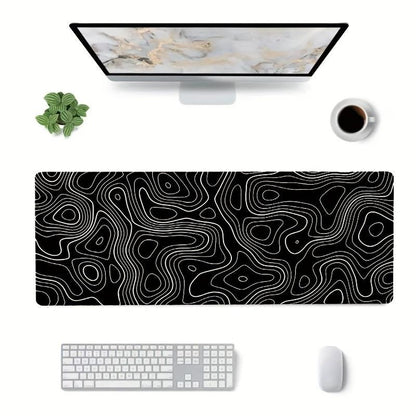 Line Pattern Cozy Gaming Mouse Pad, Large Size Mouse & Keyboard Mat with Stitched Edge, Non-Slip Desk Mat for Home Office, Non Slip Mousepad
