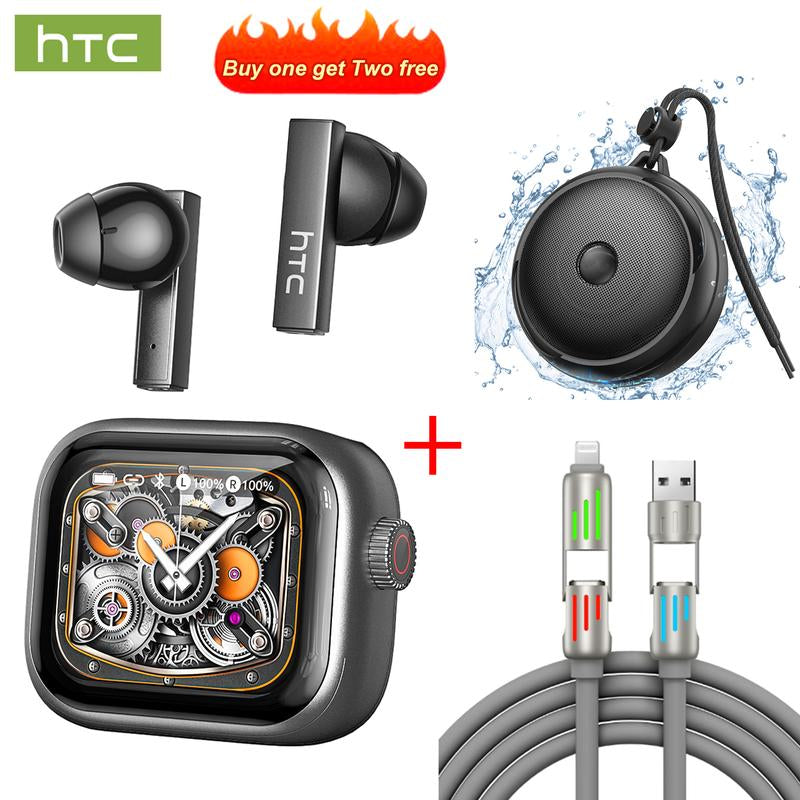 [Buy One Get Two Free]Htc NE40 Wireless Earphones Bluetooth 6.0, LED Display High Fidelity, TWS Earbuds, Mini Bluetooth Speaker, for Beach, Shower, 4-In-1 USB-C, Compatible USB-A, Type-C, Lightning, an Excellent Gift Choice for Christmas and New Year