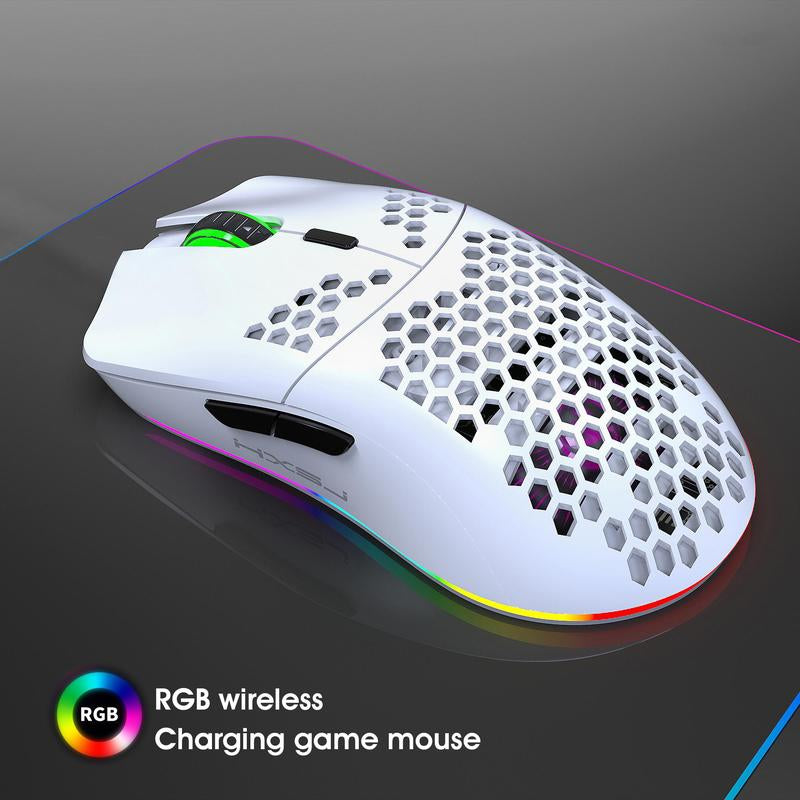 Fall HXSJ New RGB Wireless 2.4G Gaming Mouse, Rechargeable RGB Light Optical Mouse, Plug and Play Ergonomic Mouse for Desktop Notebook PC Home Office, Tech Gadgets, Gaming Mouse