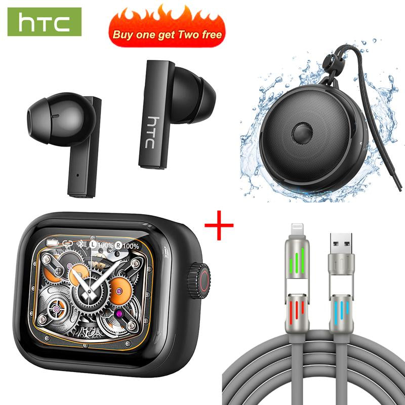 [Buy One Get Two Free]Htc NE40 Wireless Earphones Bluetooth 6.0, LED Display High Fidelity, TWS Earbuds, Mini Bluetooth Speaker, for Beach, Shower, 4-In-1 USB-C, Compatible USB-A, Type-C, Lightning, an Excellent Gift Choice for Christmas and New Year