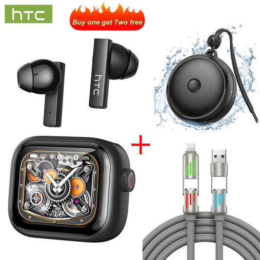 [Buy One Get Two Free]Htc NE40 Wireless Earphones Bluetooth 6.0, LED Display High Fidelity, TWS Earbuds, Mini Bluetooth Speaker, for Beach, Shower, 4-In-1 USB-C, Compatible USB-A, Type-C, Lightning, an Excellent Gift Choice for Christmas and New Year