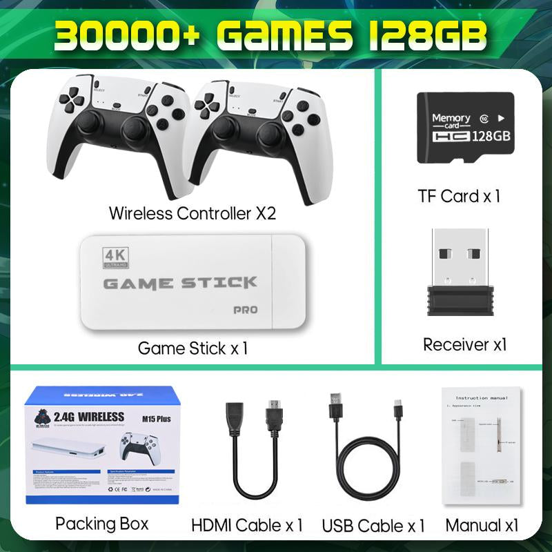 Mass Games Retro Game Console with 20000+ Built-In Games 19 Emulators 2 Wireless Controllers 4K Output & 64GB SD Card Perfect for Kids & Adults - Portable Gaming System,Tiktokshopblackfriday