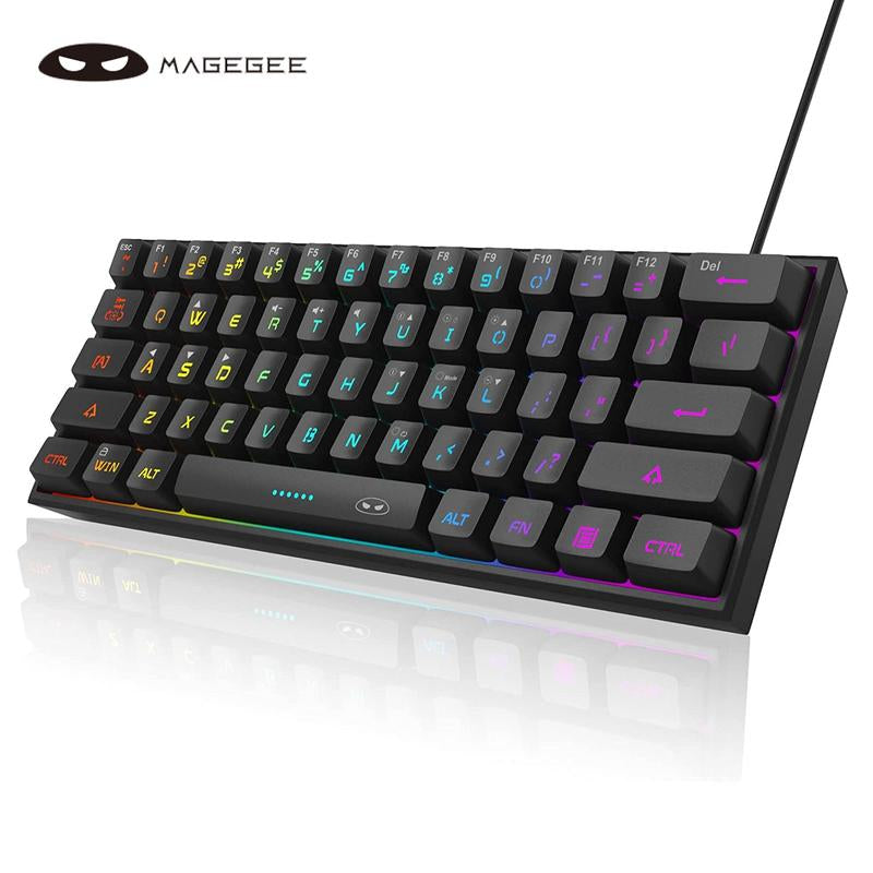 Magegee TS91 Mini 60% Gaming Keyboard, RGB Backlit 61 Key Ultra-Compact Membrane Keyboard, TS91 Ergonomic Waterproof Office Computer Keyboard for PC, MAC, PS4, Xbox ONE Gamer(Black)
