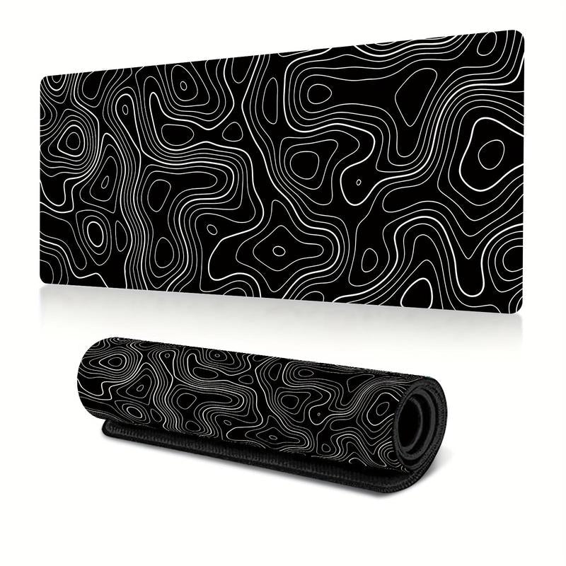 Line Pattern Cozy Gaming Mouse Pad, Large Size Mouse & Keyboard Mat with Stitched Edge, Non-Slip Desk Mat for Home Office, Non Slip Mousepad