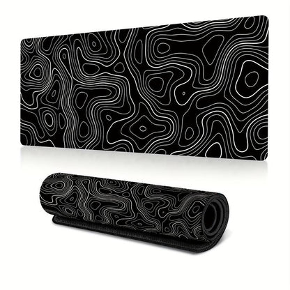 Line Pattern Cozy Gaming Mouse Pad, Large Size Mouse & Keyboard Mat with Stitched Edge, Non-Slip Desk Mat for Home Office, Non Slip Mousepad