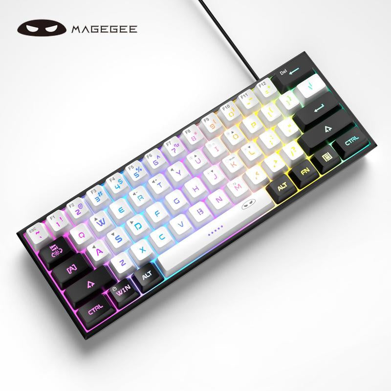 Magegee TS91 Mini 60% Gaming Keyboard, RGB Backlit 61 Key Ultra-Compact Membrane Keyboard, TS91 Ergonomic Waterproof Office Computer Keyboard for PC, MAC, PS4, Xbox ONE Gamer(Black)