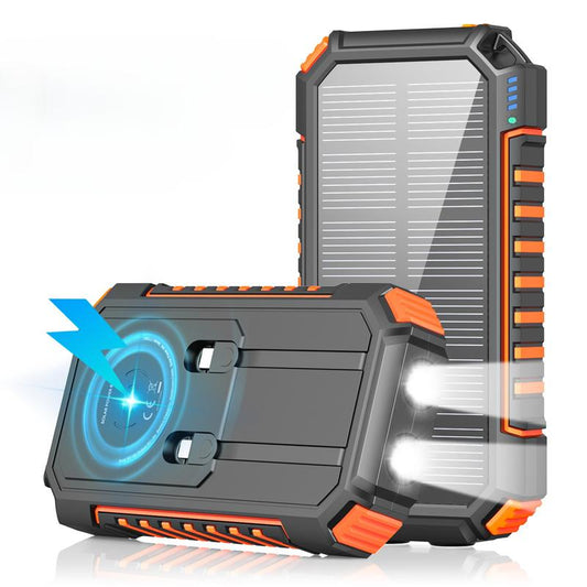 Solar Charger Power Bank, 27000Mah Wireless Portable Charger with Built in Cables, 22.5W Fast Charging Battery Pack, USB C PD 3.0 QC 4.0 Portable Power Bank for Iphone Samsung Etc.