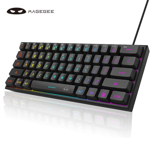 Magegee TS91 Mini 60% Gaming Keyboard, RGB Backlit 61 Key Ultra-Compact Membrane Keyboard, TS91 Ergonomic Waterproof Office Computer Keyboard for PC, MAC, PS4, Xbox ONE Gamer(Black)