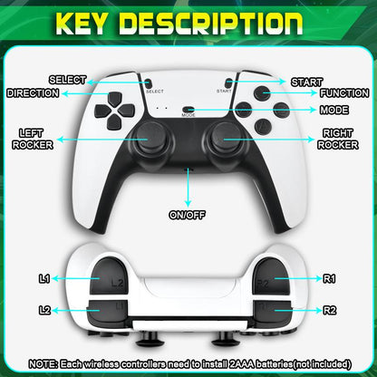 Mass Games Retro Game Console with 20000+ Built-In Games 19 Emulators 2 Wireless Controllers 4K Output & 64GB SD Card Perfect for Kids & Adults - Portable Gaming System,Tiktokshopblackfriday