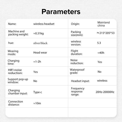 Wireless Bluetooth-Compatible Headphone, Over-Ear Noise Cancelling Headphone with Microphone, Universal Flexible Headset for Mobile Phone, Tablet & Laptop, Wireless Chargeable Headphones