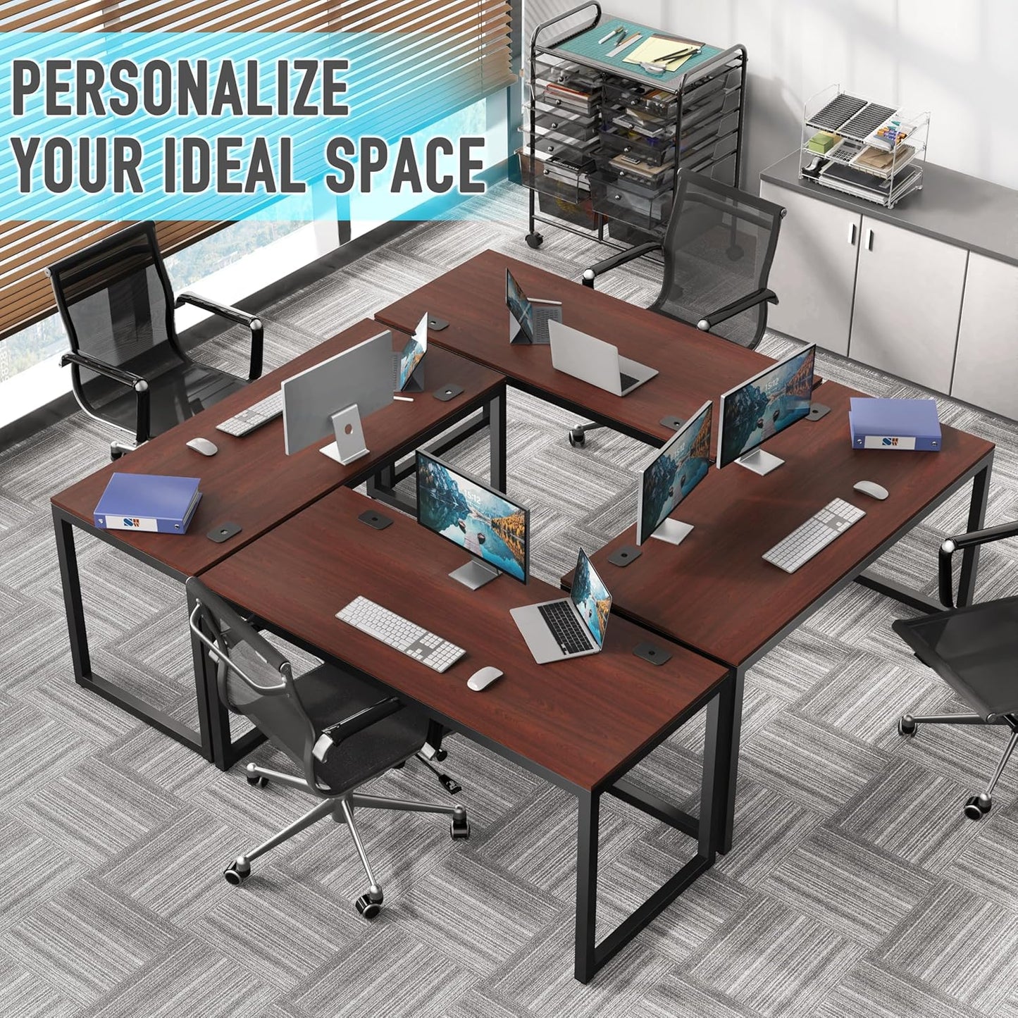 55-Inch Commercial-Grade Office Computer Desk, Cherry