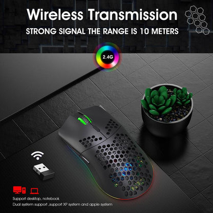 Fall HXSJ New RGB Wireless 2.4G Gaming Mouse, Rechargeable RGB Light Optical Mouse, Plug and Play Ergonomic Mouse for Desktop Notebook PC Home Office, Tech Gadgets, Gaming Mouse