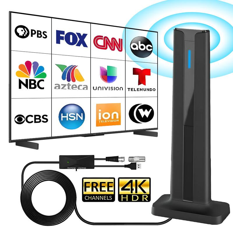 Digital TV Antenna for Smart TV Indoor,2025 TV Antenna with 3M Stick Base, 360°&Long Range Reception 4K HDTV Antenna for Local Channels, Easy Installation Antennas for 1080P Tvs without Cable Antenna Fortv